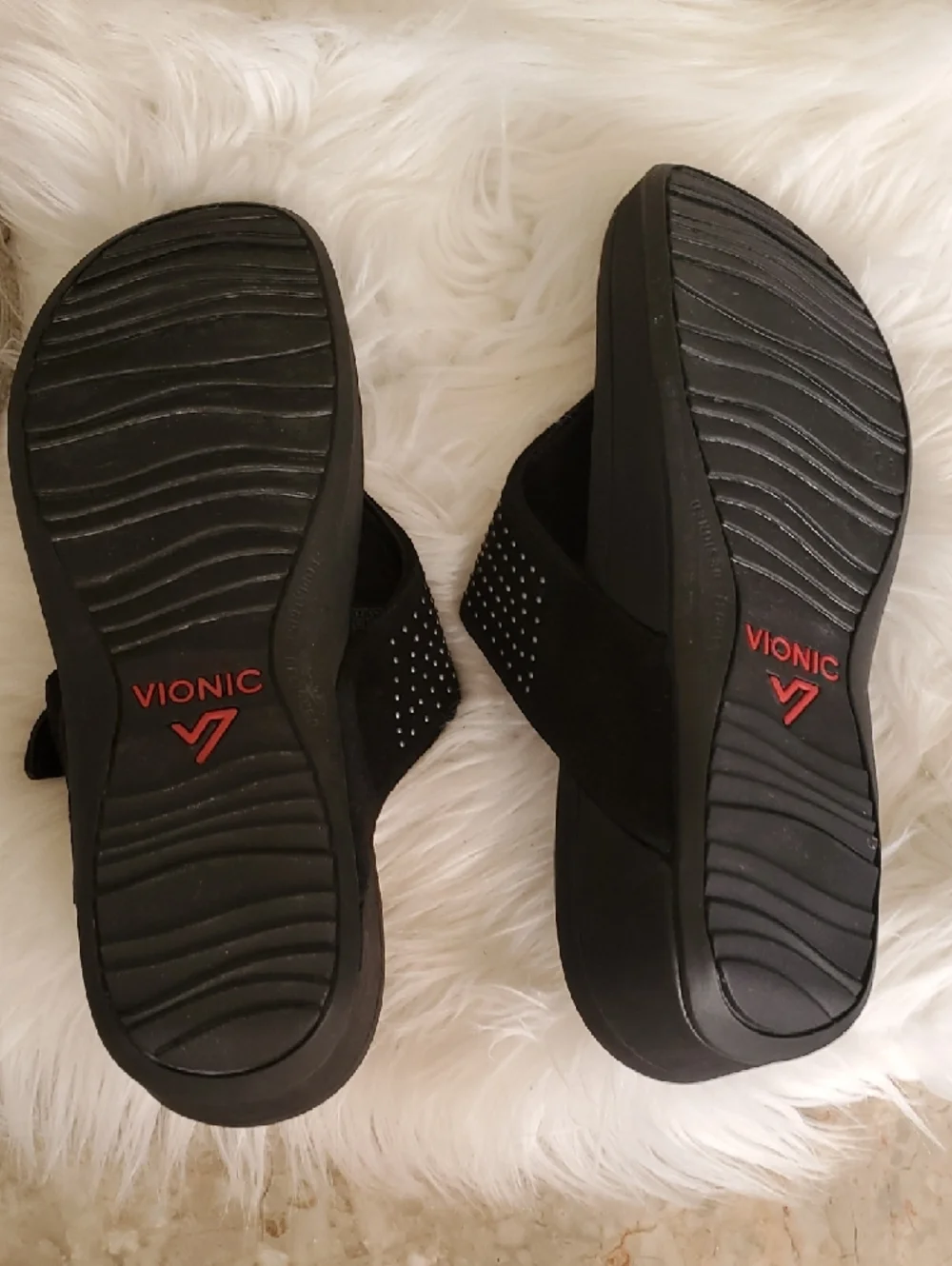Vionic Black Studded Suede Toe-Post Sandals - Picture 7 of 14